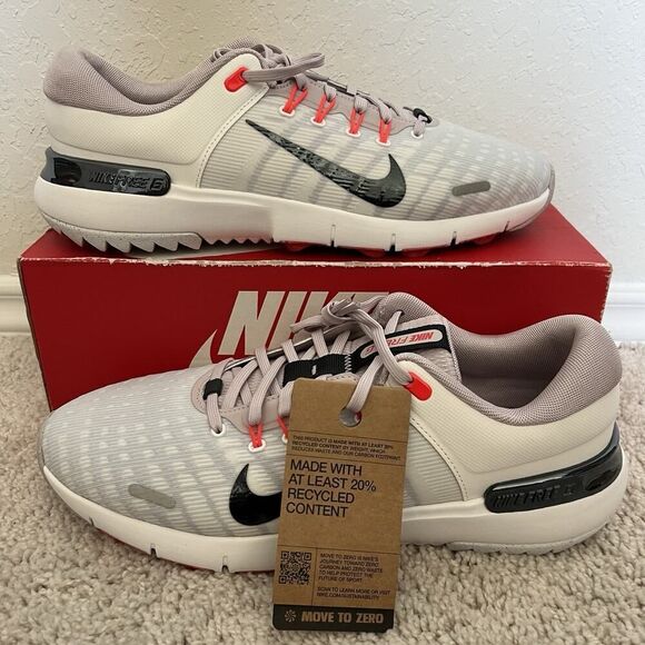 Nike Free Next Nature Mens Golf Shoes White/Grey/Orange FN0332-100 Size 10.5 New